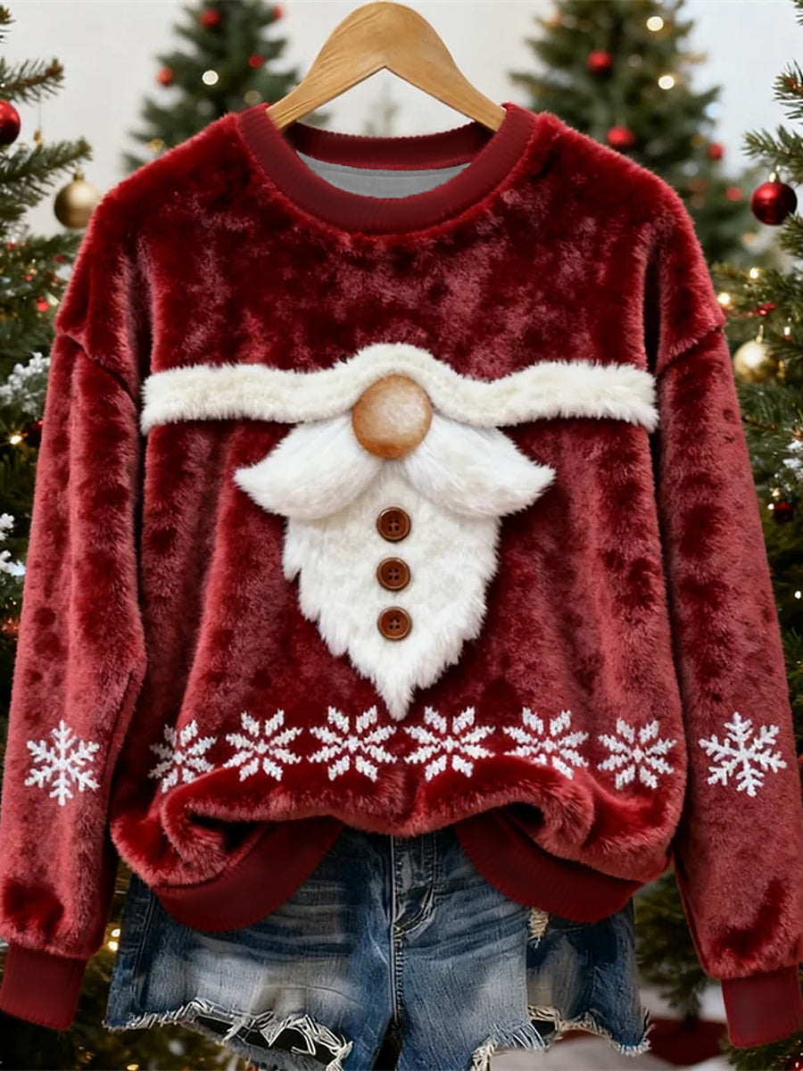 Women's Christmas Santa Claus Art Flannel Hoodie