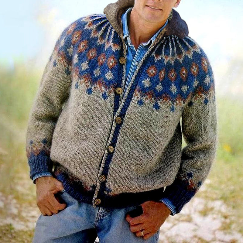 Retro Warm Iceland Jacquard Hooded Sweatshirt elevenforest