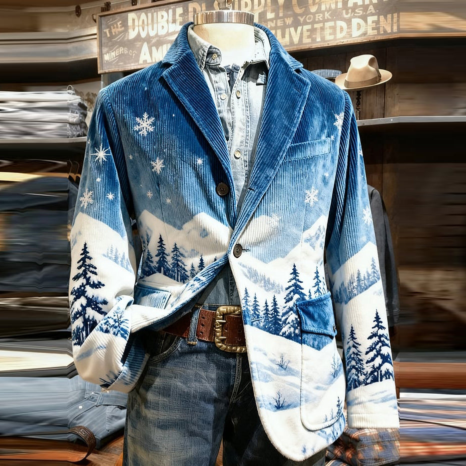 Comstylish Men's Vintage Casual Christmas Party Corduroy Blazer