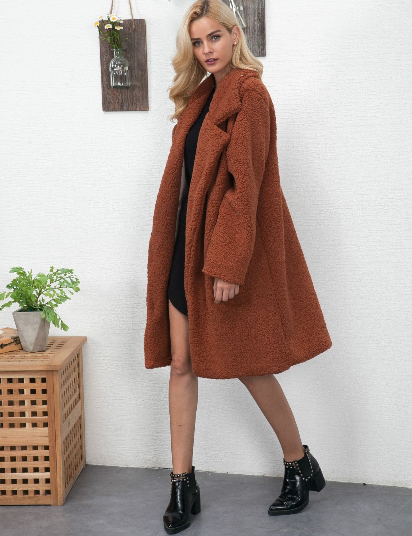 EP | Manteau long en teddy pour femme