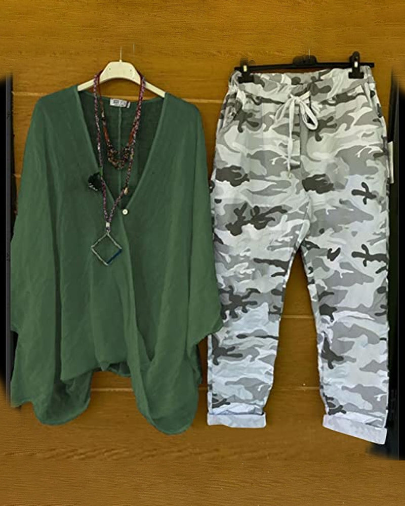 SL | Ensemble pantalon et blouse avec motif camouflage
