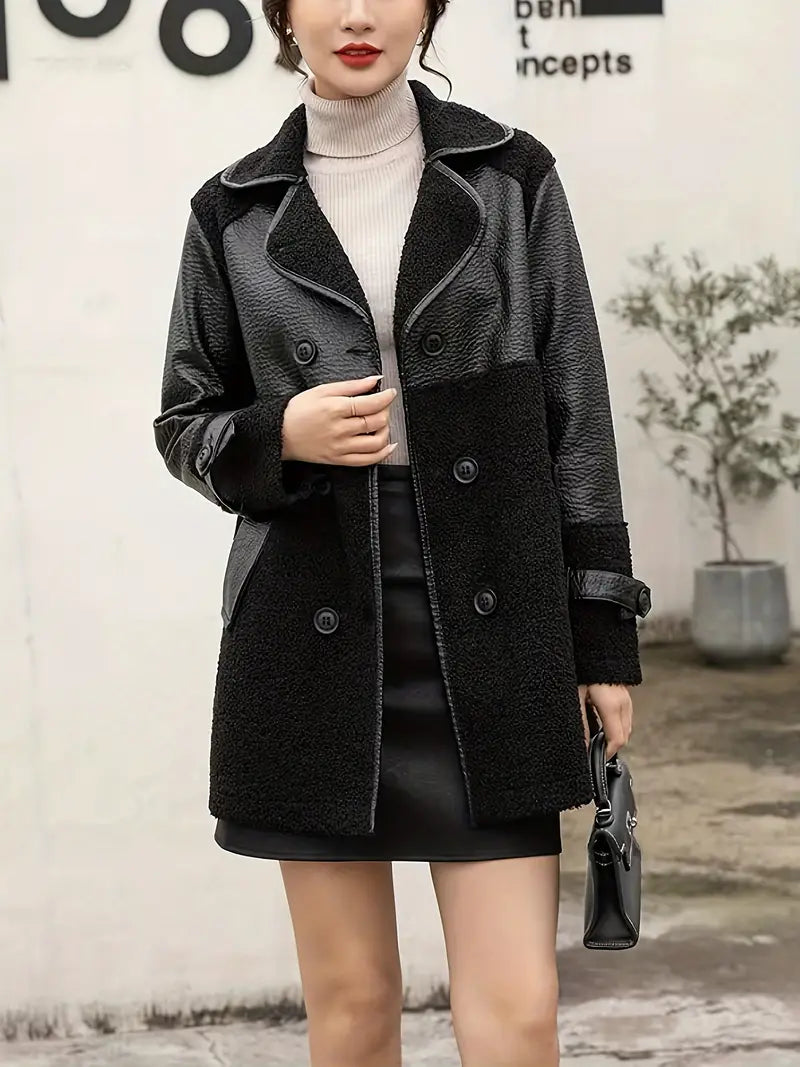 EP | Veste en cuir PU avec deux rangées de boutons