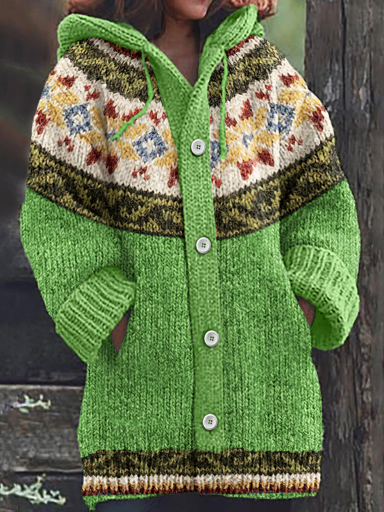 Vintage Tribal Icelandic Pattern Cardigan Sweater artswardrobe