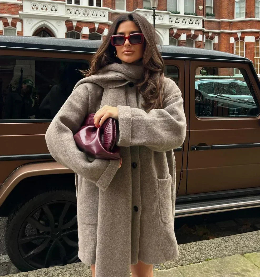 EP | veste tricotée ample avec écharpe