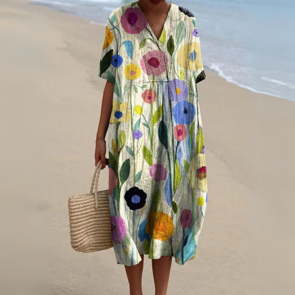 SL | Robe midi avec motif floral bohème