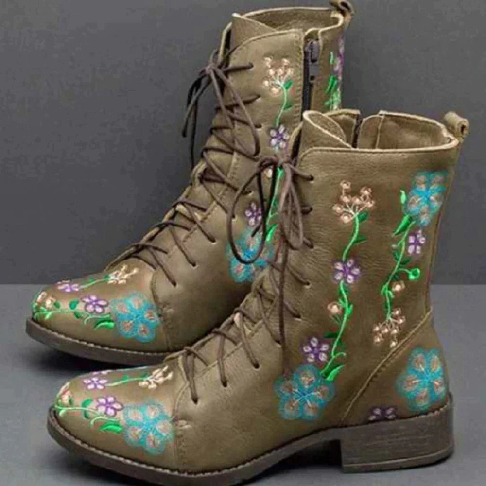 SL | Bottes à lacets florales décontractées