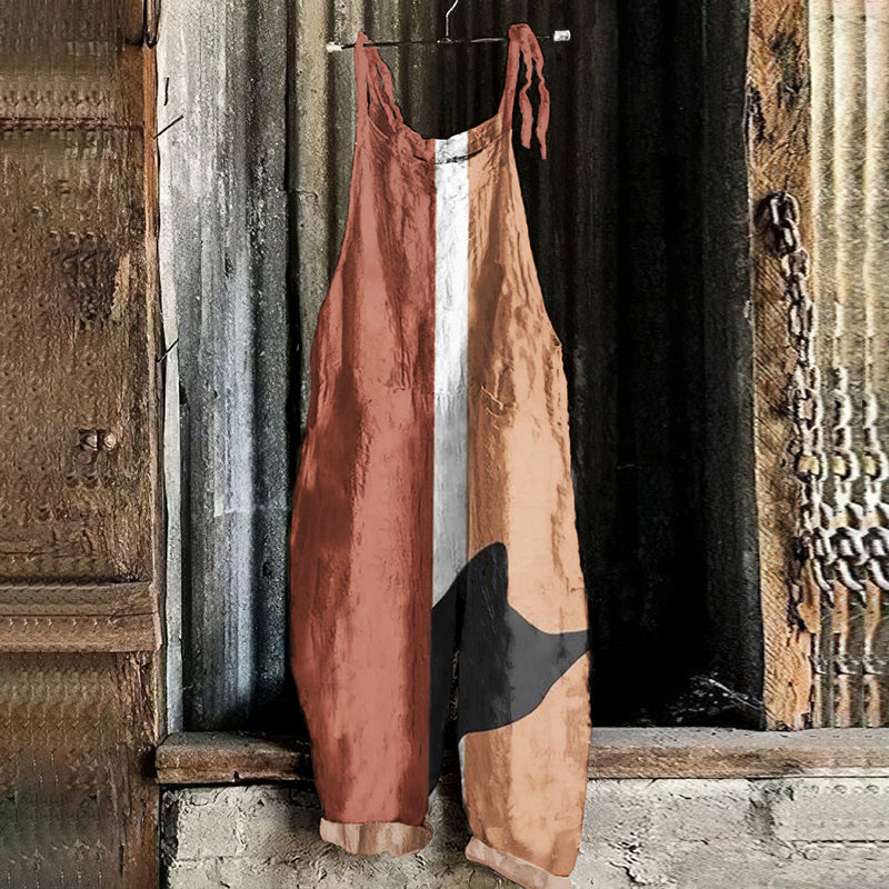 Abstract Cat Painting Art Loose Casual Jumpsuit elevenforest