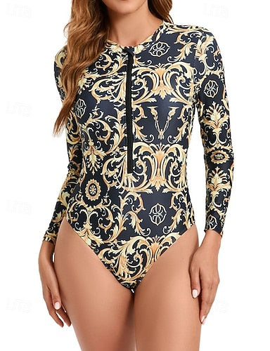 Rash Guard Bathing Suit Swimsuits Tropical Zip Up Ultra Light (ul) Uv Protection Elastic Long Sleeve Swimwear Surfing Snorkeling Spring