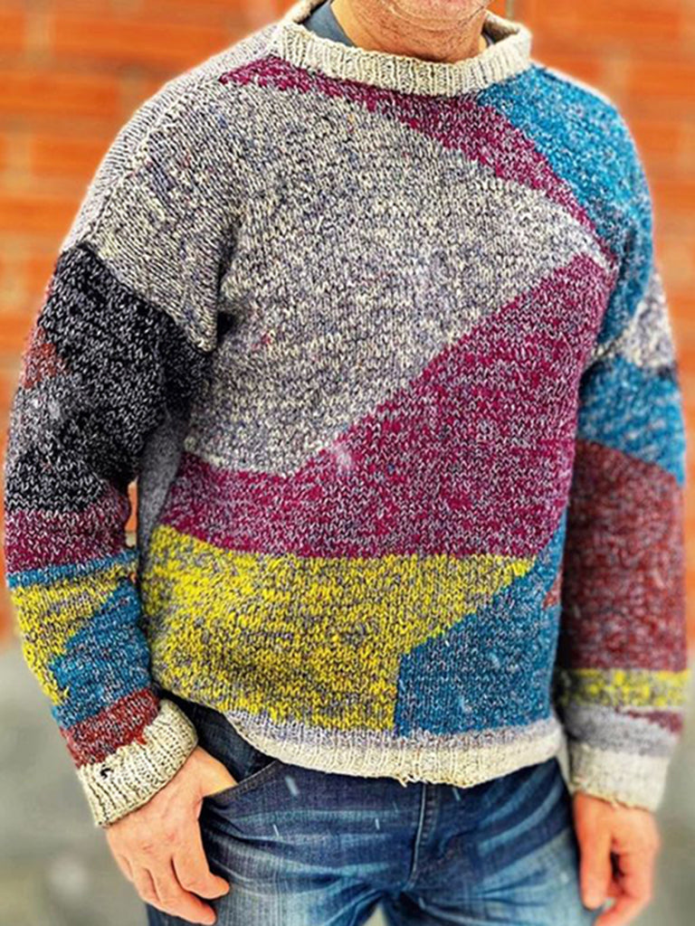 Vintage Patchwork Island Warmth Knitted Jacquard Unisex Sweater artswardrobe