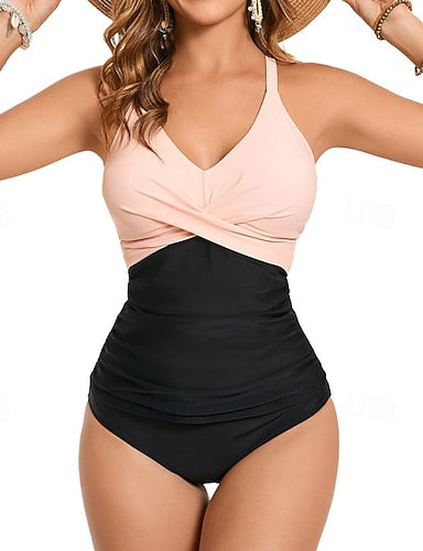 Bathing Suit Swimsuits One Pieces Color-blocking Uv Protection Elastic Sleeveless Swimwear Swimsuit Surfing Diving Swimming Summer