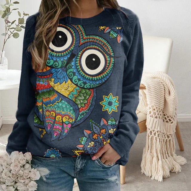 EP | Pull-over avec impression artistique de chouettes
