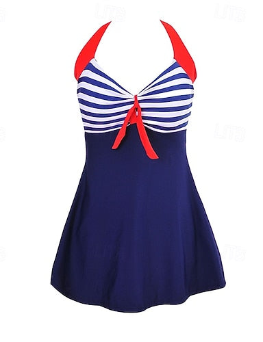 Regular Halter Bikini Top Bathing Suit Swimsuits Stripes Uv Protection Elastic Sleeveless Swimwear Swimsuit Surfing Diving Swimming Summer