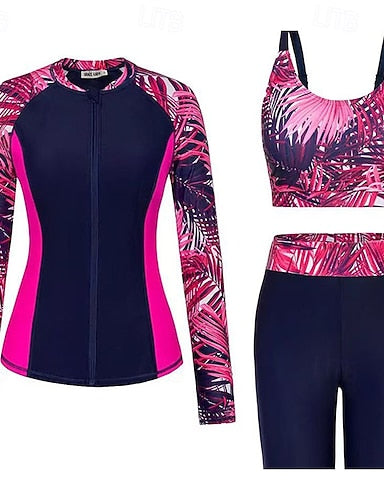 Rash Guard Bathing Suit Swimsuits Tropical Zip Up Ultra Light (ul) Uv Protection Elastic Long Sleeve Swimwear Surfing Snorkeling Spring