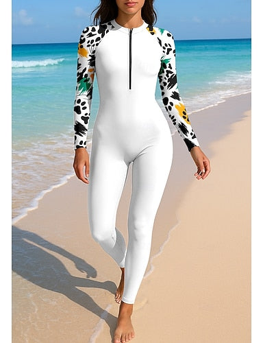 Rash Guard Full Body Swimwear Dive Skin Suit Front Zip Upf50+ Quick Dry High Elasticity Long Sleeve Swimwear Surfing Diving Snorkeling Summer