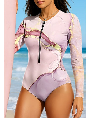 Medium Regular Rash Guard Gradient Abstract Upf50+ Quick Dry Lightweight Long Sleeve Bodysuit Swim Shirt Surfing Canoeing Beach Summer