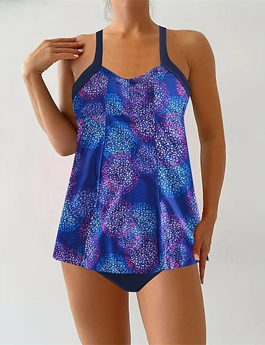 One Piece Swimsuit V Neck Swimwear Swimwear Purple Green Breathable Quick Dry Lightweight Sleeveless - Swimming Surfing Beach Summer Spring