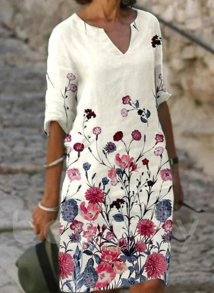 SL | Robe midi imprimée avec décolleté en V