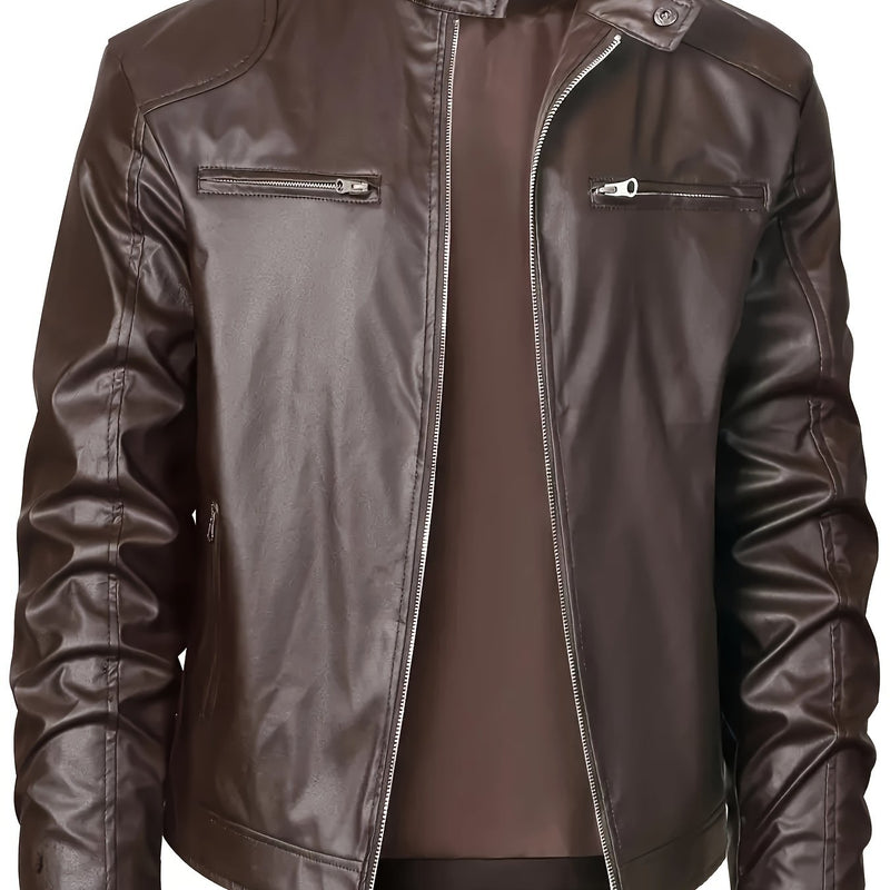 EP | Veste en cuir PU stylée avec des blocs de couleur et un design multi zip