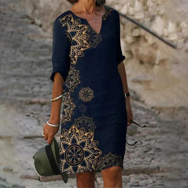 SL | Robe midi imprimée avec décolleté en V