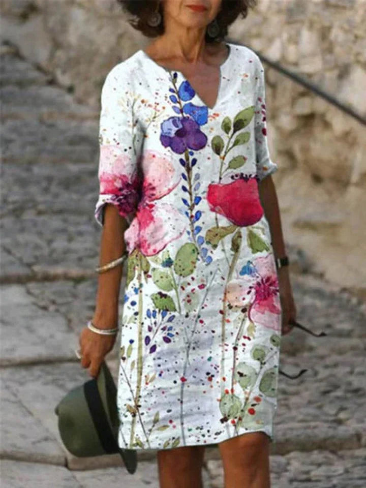 SL | Robe midi imprimée avec décolleté en V