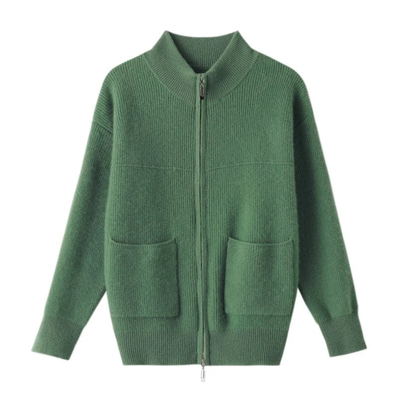EP | Confortable cardigan en tricot avec col montant et fermeture éclair