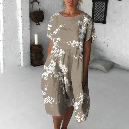 Comstylish Cherry Blossom Japanese Flowy Midi Dress