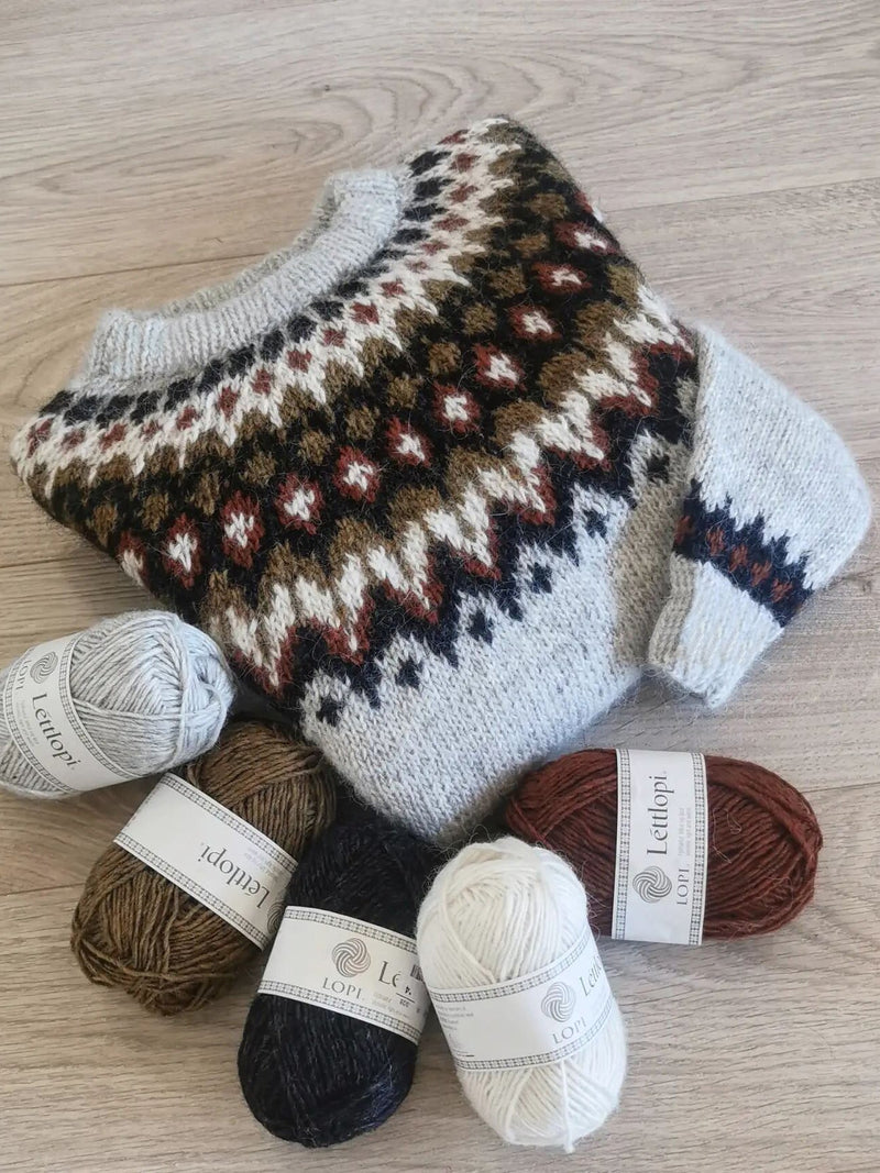 Pull mélange laine à col rond avec empiècement à motif Fair Isle géométrique