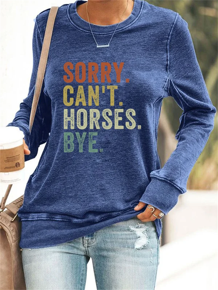 Comstylish Women's Sorry Can't Horses Bye Print Sweatshirt