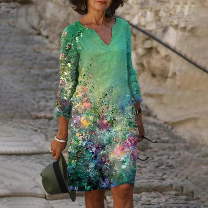 SL | Robe midi imprimée avec décolleté en V