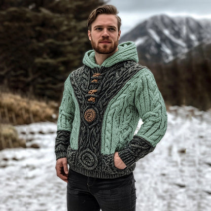 Vintage Celtic Mythology Irish Men's Knit Hooded Sweater artswardrobe