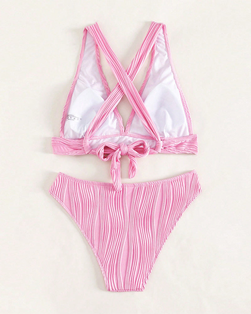 SL | Bikini sexy uni avec un profond décolleté en V