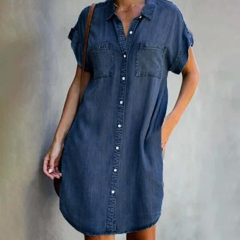 SL | Mini-robe en denim avec patte de boutonnage