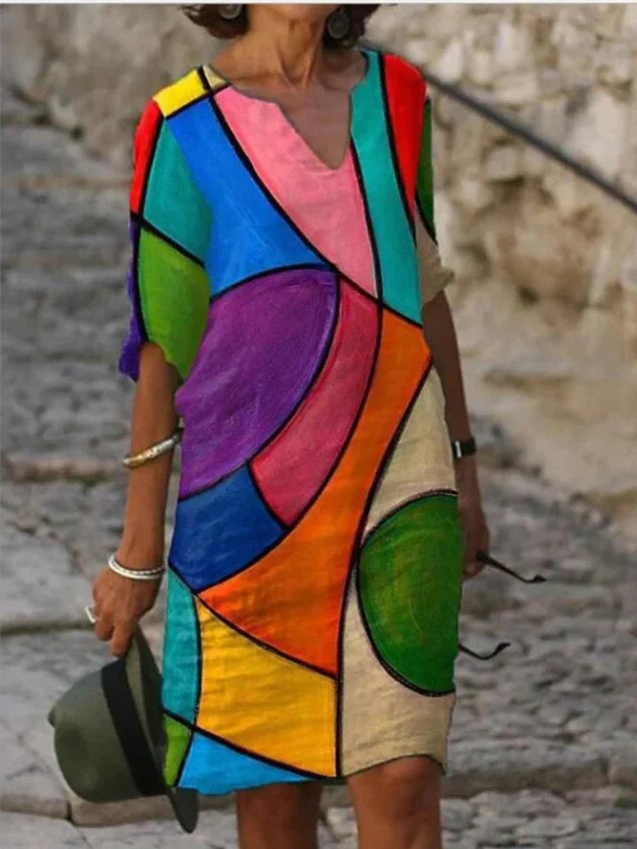 SL | Robe midi imprimée avec décolleté en V