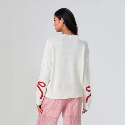 EP | MW - Pull-over festif en tricot avec design de nœuds