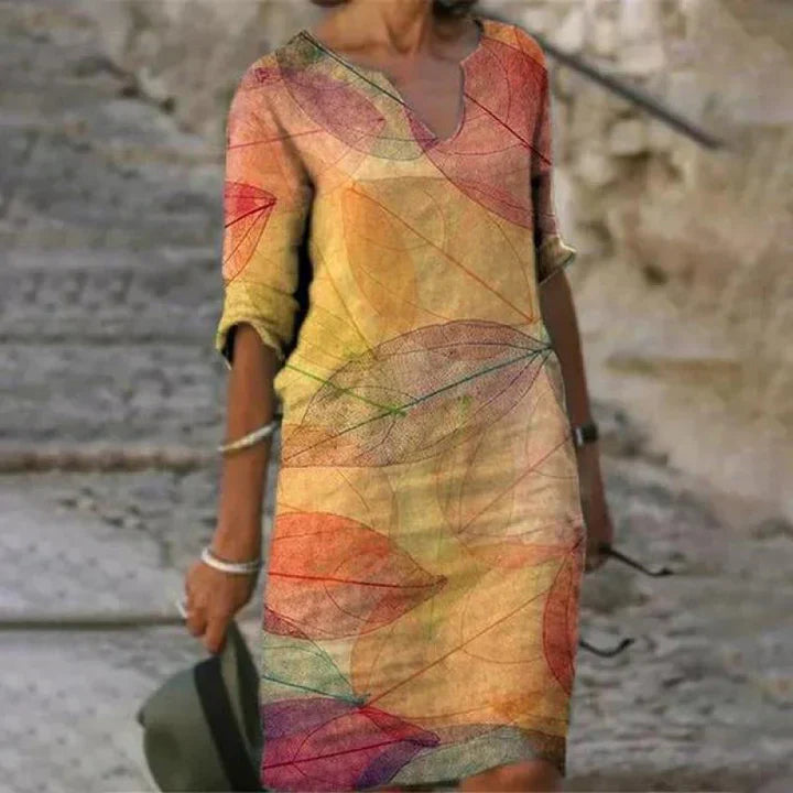SL | Robe midi imprimée avec décolleté en V
