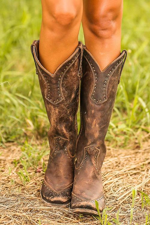 Bottes western cowboy rustiques