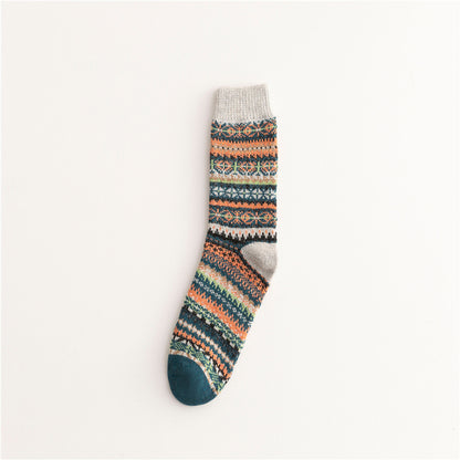 Soft Warm Retro Tribal Color Block Socks artswardrobe