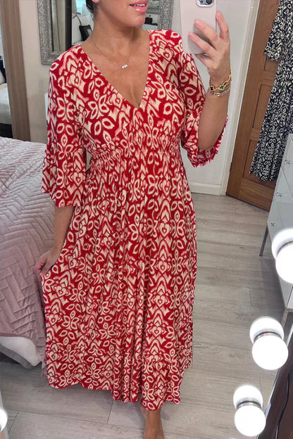 SL | Robe décontractée à fleurs et décolleté en V