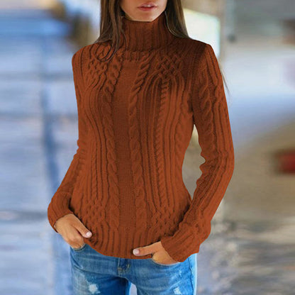 Vintage Solid Turtleneck Long Sleeve Sweater elevenforest