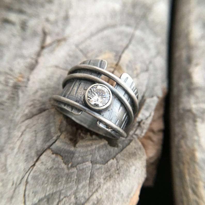 Argent Bague artisanal délicat