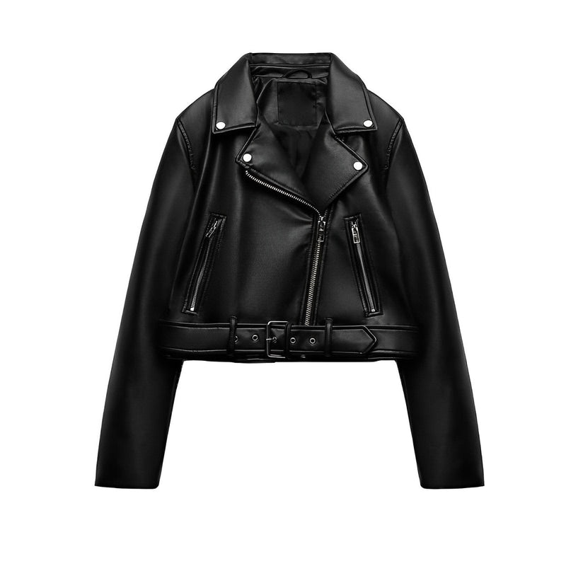 EP | Veste PU avec fermeture éclair et ceinture