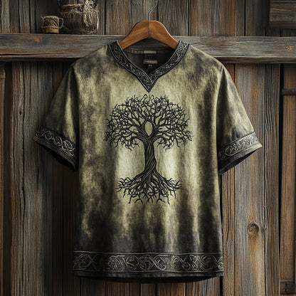 Men's Viking Celtic Knot Art Linen V-neck T Shirt artswardrobe