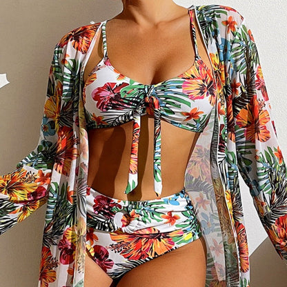 SL | bikini 3 pièces fleuri avec cover-up