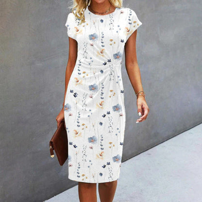 SL | Robe midi avec motif floral et devant torsadé
