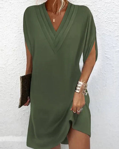 SL | Mini-robe d'été plissée élégante avec décolleté en V