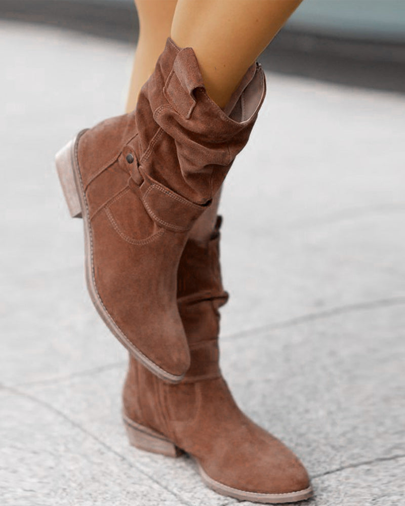 Bottes mi-mollet à détail de sangle