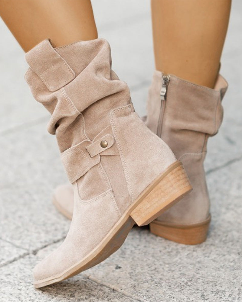 Bottes mi-mollet à détail de sangle