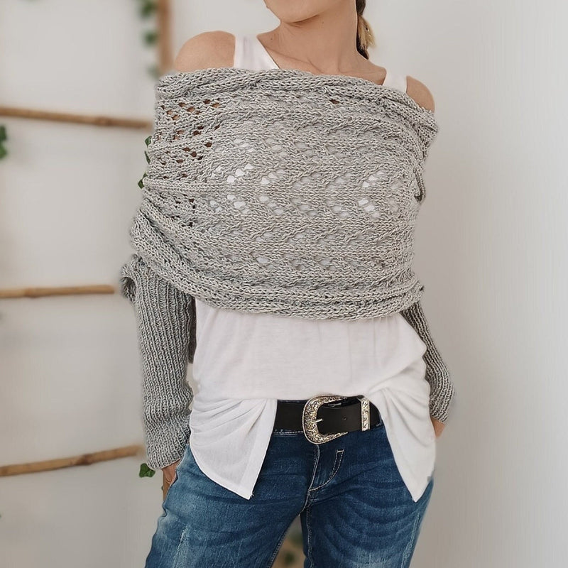 SL | Elégant pull-over cache-cœur en tricot avec détail ajouré