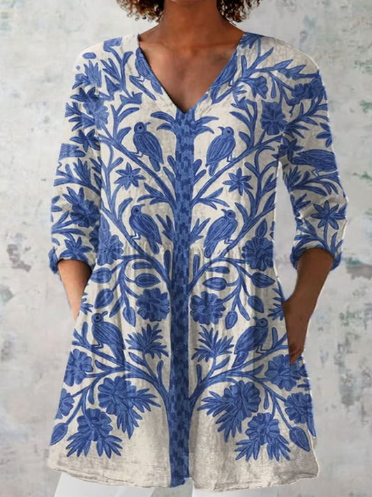 Comstylish Women's Art Iris Floral Blouse