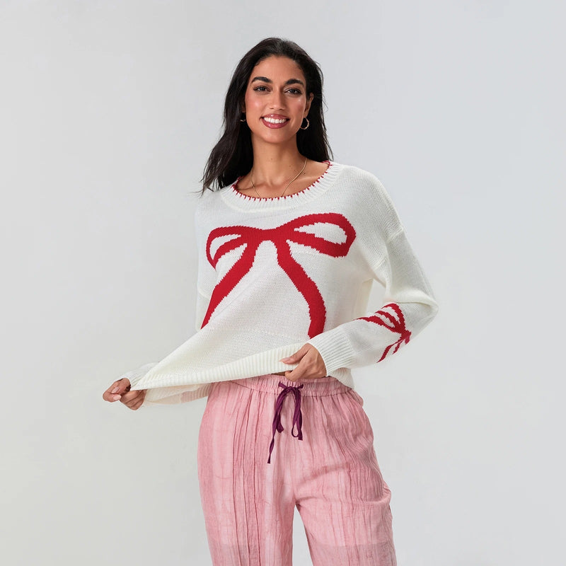EP | MW - Pull-over festif en tricot avec design de nœuds